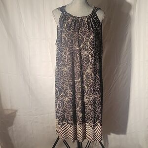 Lane Bryant Sleeveless Brown & Beige Floral Dress, Size: 22/24
